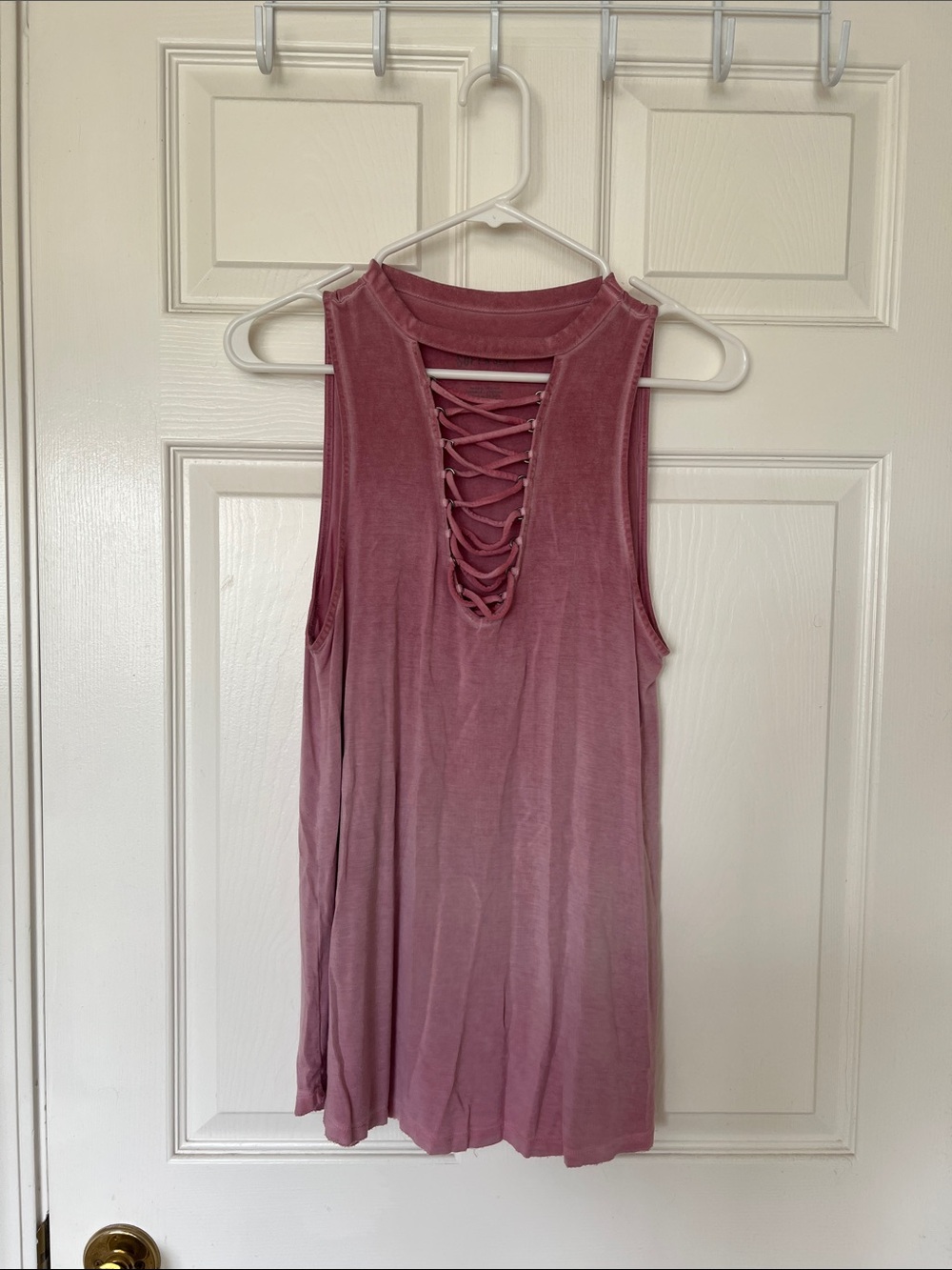 American Eagle Outfitters Dusty Rose Lace-Up Back Tank